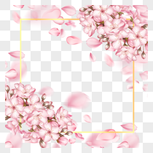 玫瑰金光效樱花边框花瓣飞舞图片