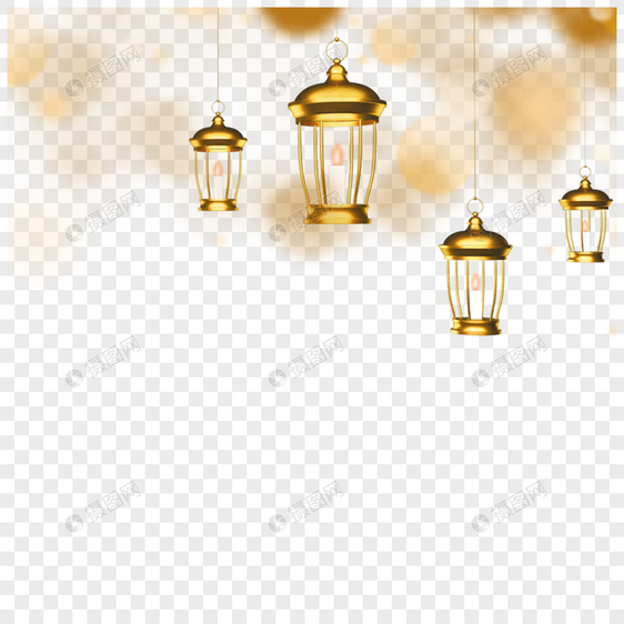 金色圆弧顶斋月灯笼图片