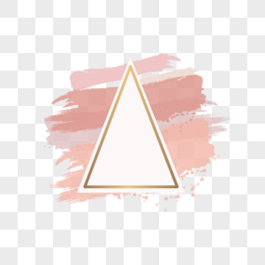 抽象的粉红色画笔与玫瑰金彩色画笔效果中的三角形几何框架图片