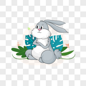 夏季植物动物卡通兔子图片