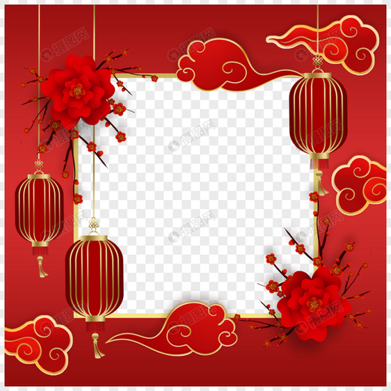 虎年新年春节红色正方形twibbon边框图片