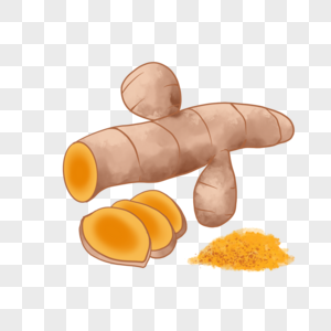姜黄香料咖喱粉卡通风格黄色图片