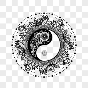 道教阴阳符号黑白花纹图形图片