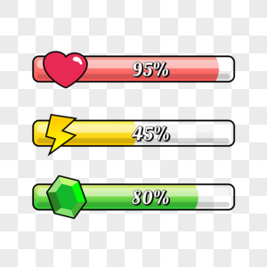 进度条游戏ui图标三色百分比图片