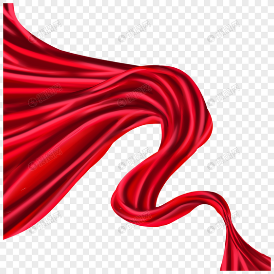 布料丝绸缎面抽象风格飞舞的宽大红绸缎图片