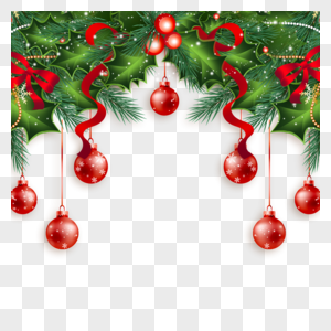 圣诞节松枝圣诞圆球边框标签装饰图片