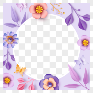 剪纸花卉facebook头像边框飞舞的蝴蝶图片