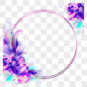 蓝紫色鲜艳花朵花卉光效抽象边框图片