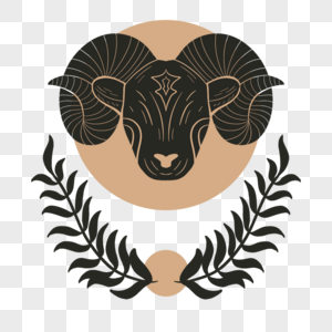 白羊座波西米亚风格十二星座徽标图片