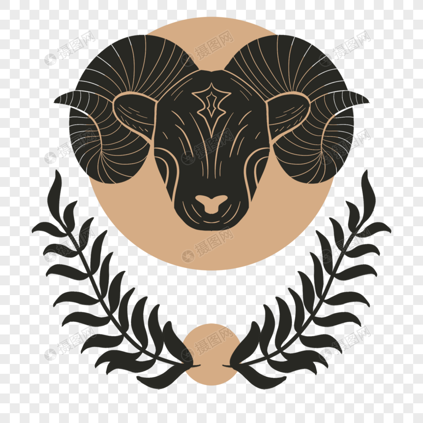 白羊座波西米亚风格十二星座徽标图片