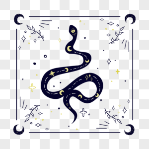 波西米亚风格神秘黑色蛇图片