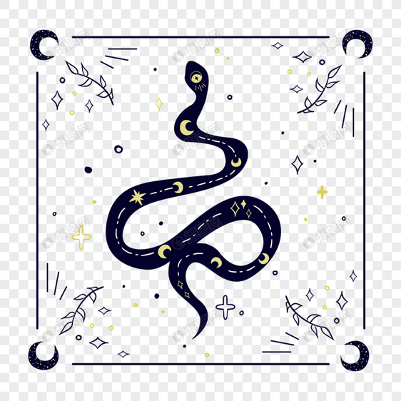 波西米亚风格神秘黑色蛇图片