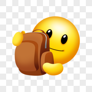 可爱卡通棕色书包学校emoji表情图片
