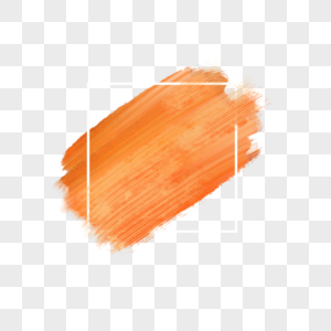 橙色丙烯水彩抽象画笔笔触白色方框图片