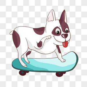 卡通可爱运动动物滑板狗图片