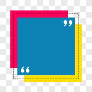 红黄蓝三色方块彩色对话框报价框高清图片