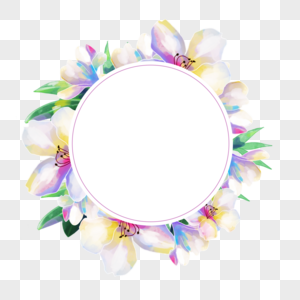 水彩彩色杜鹃花卉边框图片