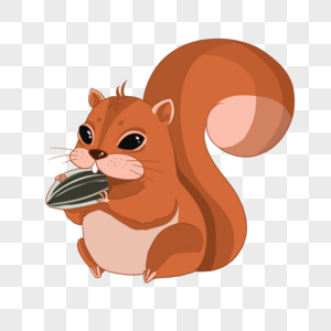 可爱卡通秋季动物嗑瓜子的小松鼠高清图片