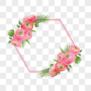 水彩婚礼花卉花毛茛粉色边框图片