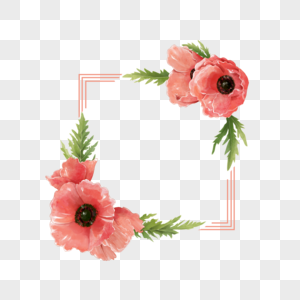 水彩花卉线条边框图片