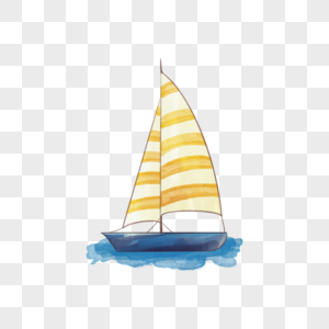 黄色条纹水彩夏季海洋轮船图片