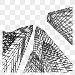 低角度摩天大楼数字几何大厦图片