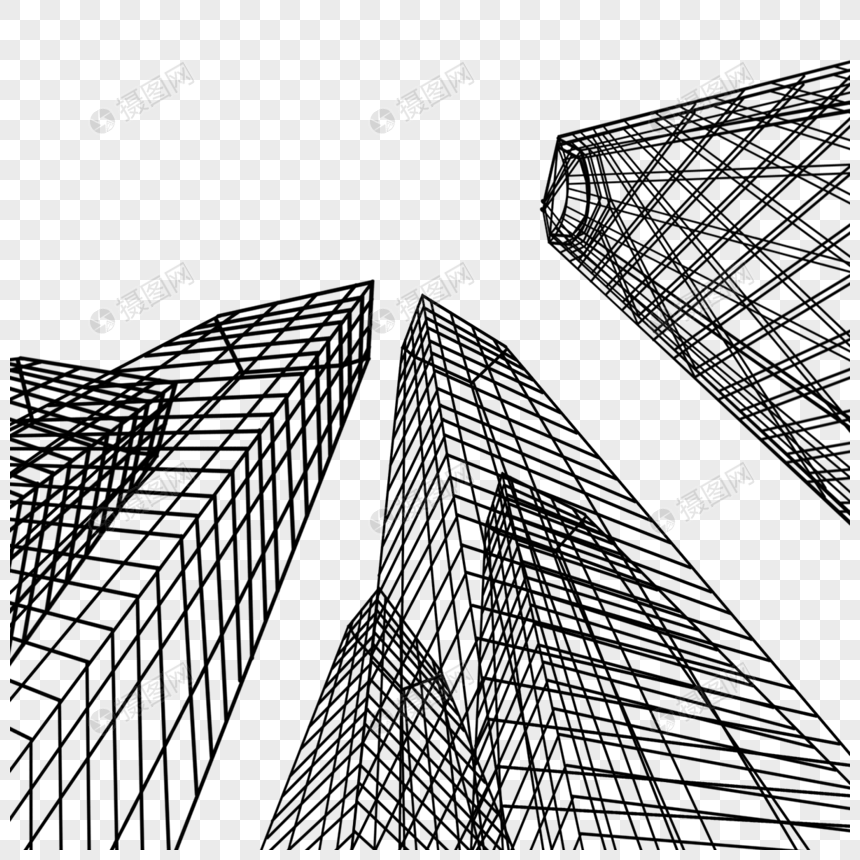 低角度摩天大楼数字几何大厦图片