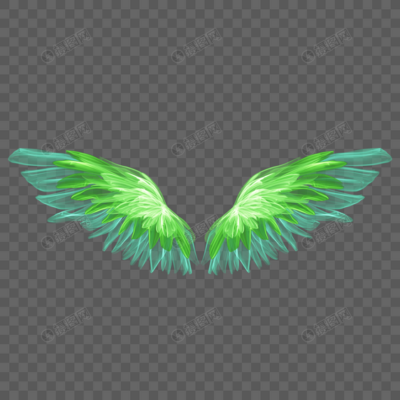 绿色抽象翅膀光效图片