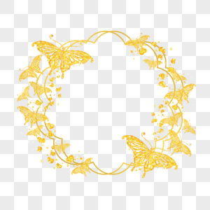 金色光效蝴蝶婚礼边框装饰图片
