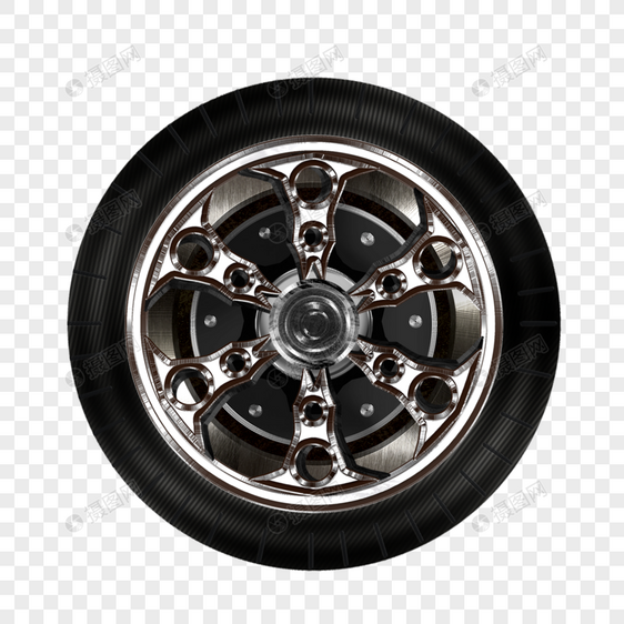 科技感十足的黑色立体质感轮胎图片