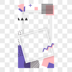 抽象孟菲斯边框宝丽来相框线条紫色图片
