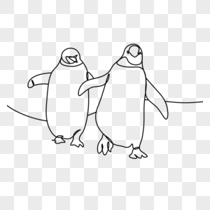抽象线条画动物企鹅图片