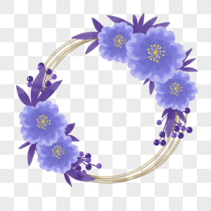 紫色水彩风格婚礼花卉花环图片