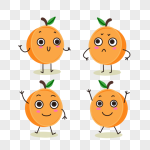 四个可爱卡通水果橙子表情包图片
