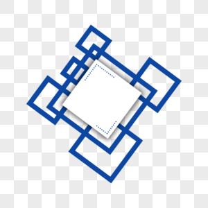蓝色平面化方块几何抽象形态图片