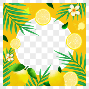 夏季水果facebook边框黄色柠檬高清图片