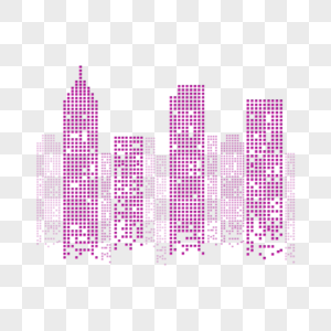 紫色未来派抽象色块组合城市建筑图片