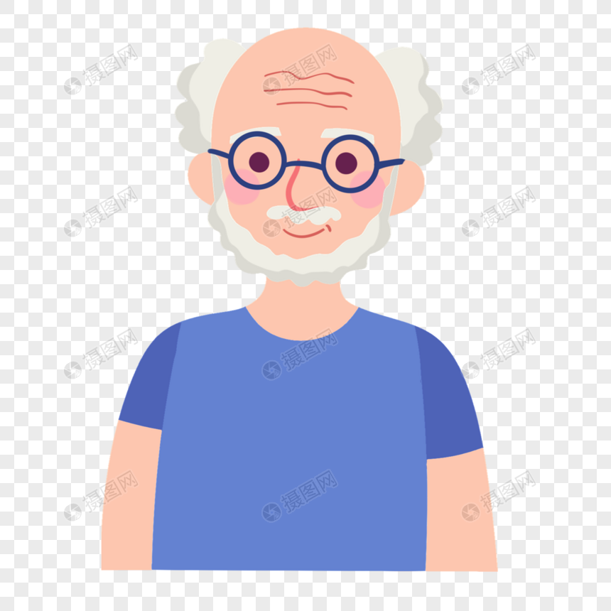 蓝色上衣戴眼镜的祖父卡通人物图片