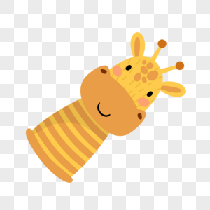 黄色长颈鹿头像手指木偶戏动物图片