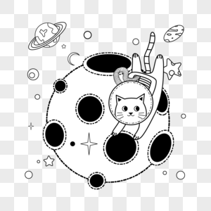 猫宇航员行走在宇宙中图片