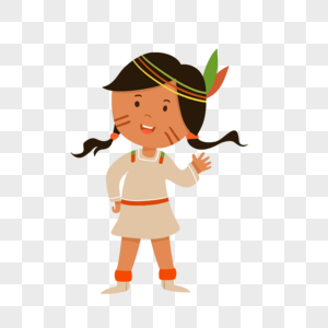 美洲印第安人原住民小女孩羽毛摆手民族颜色图片