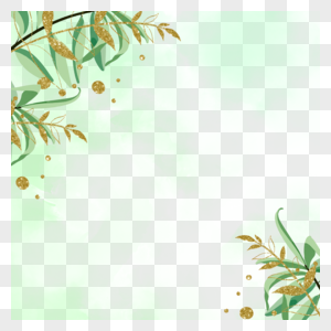 手绘绿色水彩叶子边框图片