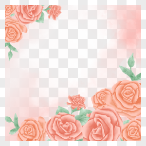 清新粉色玫瑰花水彩花卉边框图片