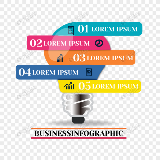 3d独家数字商务灯灯泡信息图表矢量免费下载图片