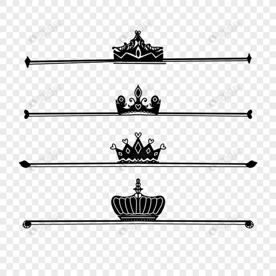 黑色线条王冠分隔线图片