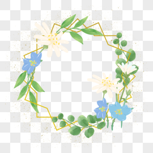 水彩花卉婚礼边框自然美丽图片
