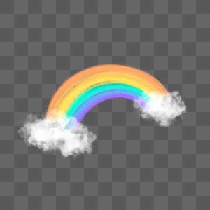 彩色渐变卡通水彩彩虹白色云朵图片