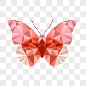 粉色渐变几何风格多边形低聚彩色蝴蝶图片