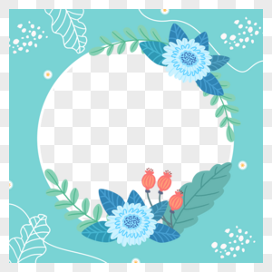 facebook个人资料花卉蓝色边框装饰图片