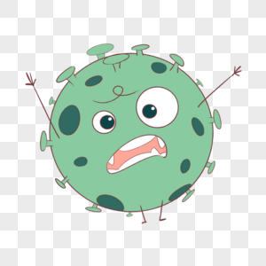 绿色卡通可爱冠状细菌图片